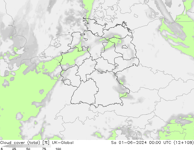 Cloud cover (total) UK-Global Sa 01.06.2024 00 UTC