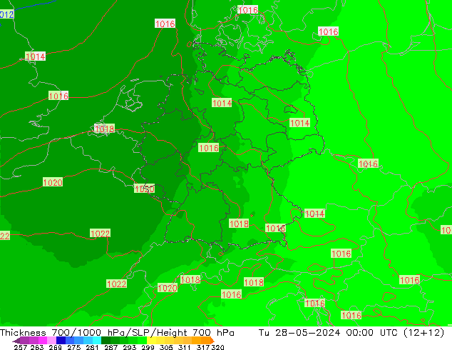 Thck 700-1000 hPa UK-Global Tu 28.05.2024 00 UTC