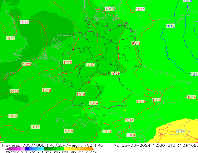 Thck 700-1000 hPa UK-Global lun 03.06.2024 12 UTC