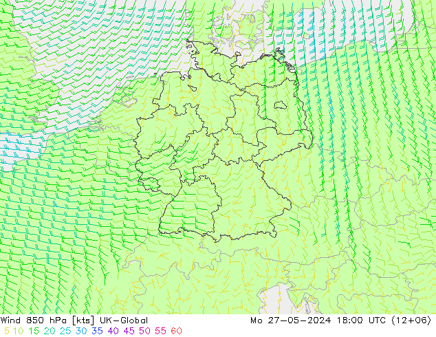 ветер 850 гПа UK-Global пн 27.05.2024 18 UTC