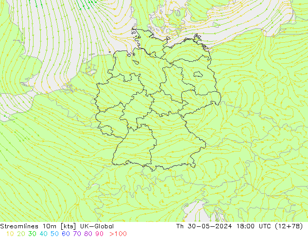 Streamlines 10m UK-Global Th 30.05.2024 18 UTC