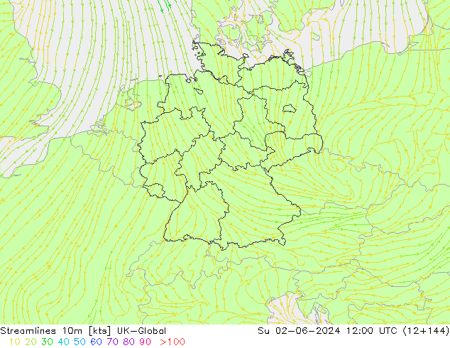 Streamlines 10m UK-Global Ne 02.06.2024 12 UTC