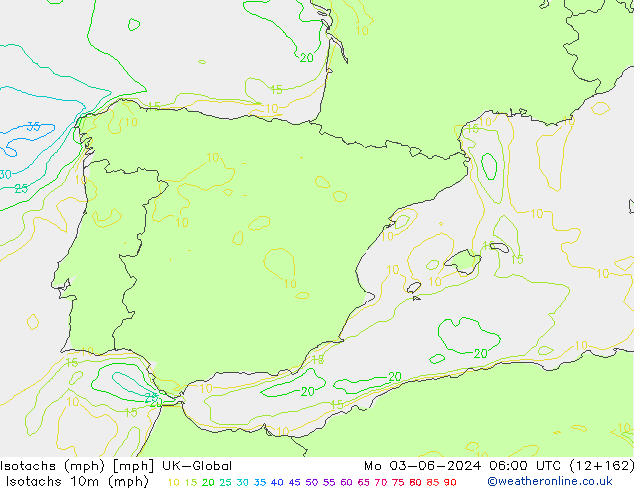 Isotachen (mph) UK-Global ma 03.06.2024 06 UTC