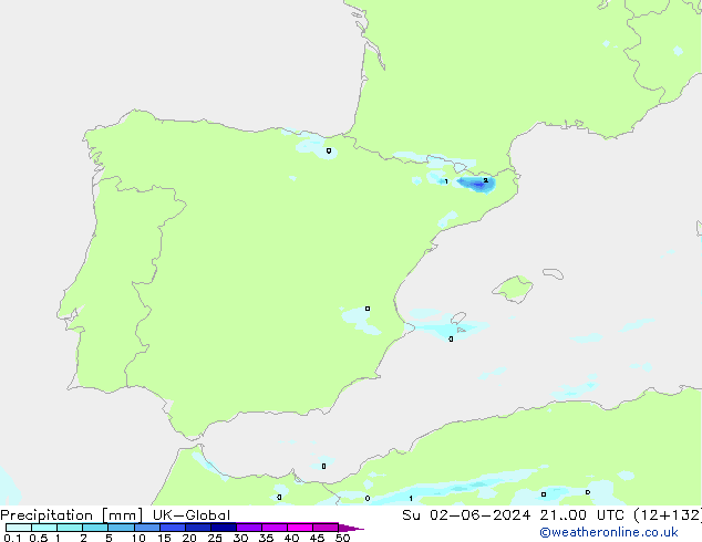 Yağış UK-Global Paz 02.06.2024 00 UTC