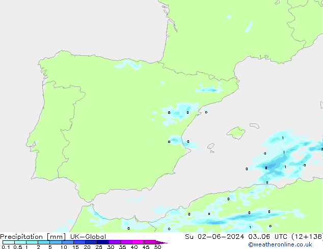 Precipitation UK-Global Su 02.06.2024 06 UTC