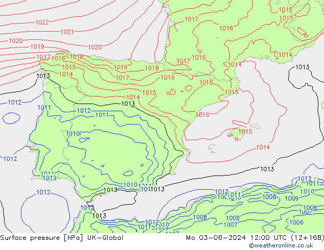 Luchtdruk (Grond) UK-Global ma 03.06.2024 12 UTC