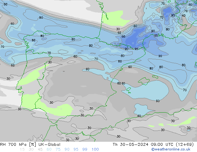 RV 700 hPa UK-Global do 30.05.2024 09 UTC