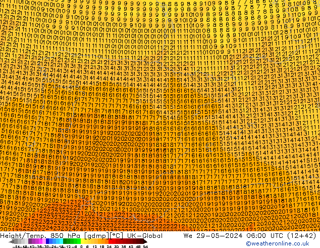 Height/Temp. 850 hPa UK-Global Qua 29.05.2024 06 UTC