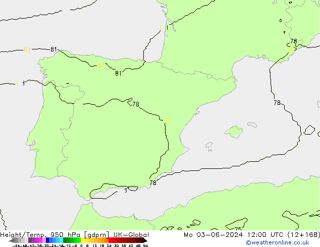 Hoogte/Temp. 950 hPa UK-Global ma 03.06.2024 12 UTC