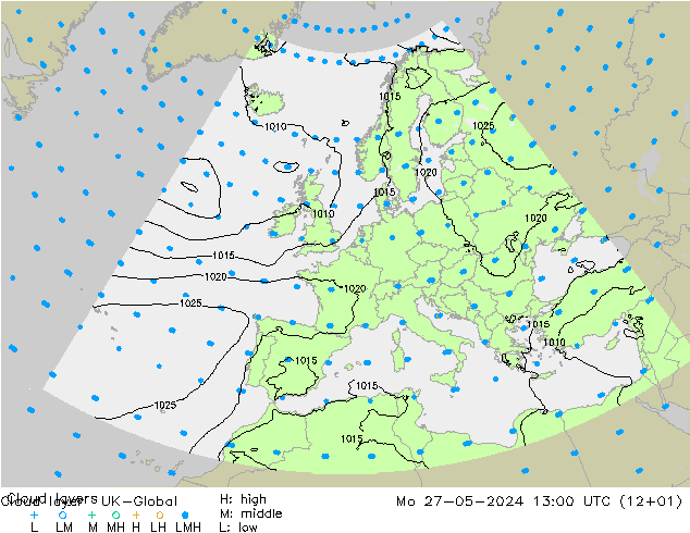 Cloud layer UK-Global Mo 27.05.2024 13 UTC