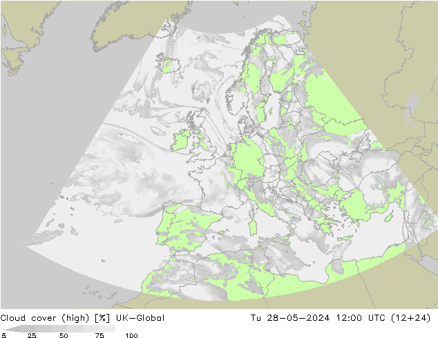 Wolken (hohe) UK-Global Di 28.05.2024 12 UTC