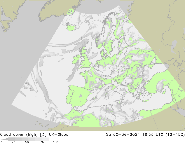 Cloud cover (high) UK-Global Su 02.06.2024 18 UTC