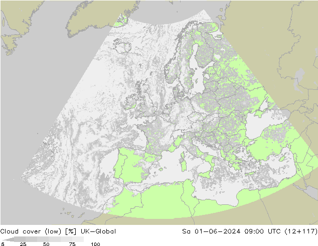 Bewolking (Laag) UK-Global za 01.06.2024 09 UTC