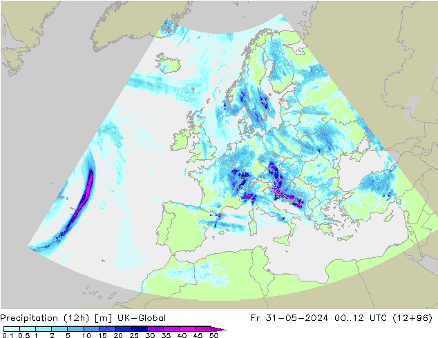 Precipitação (12h) UK-Global Sex 31.05.2024 12 UTC