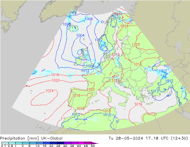 Precipitación UK-Global mar 28.05.2024 18 UTC