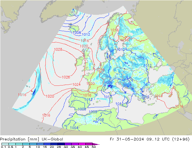 Precipitation UK-Global Fr 31.05.2024 12 UTC