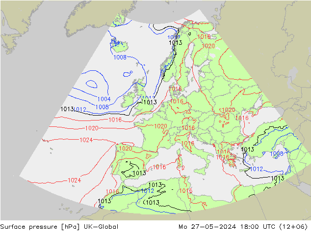 Surface pressure UK-Global Mo 27.05.2024 18 UTC