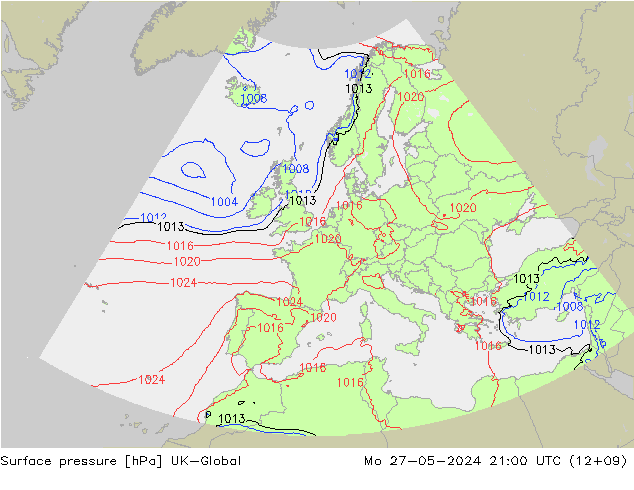 pression de l'air UK-Global lun 27.05.2024 21 UTC