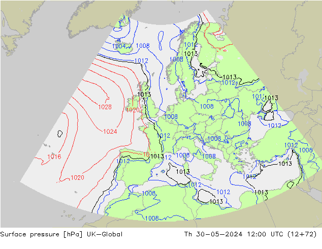 приземное давление UK-Global чт 30.05.2024 12 UTC