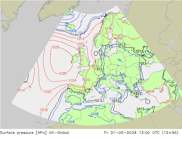 Surface pressure UK-Global Fr 31.05.2024 12 UTC