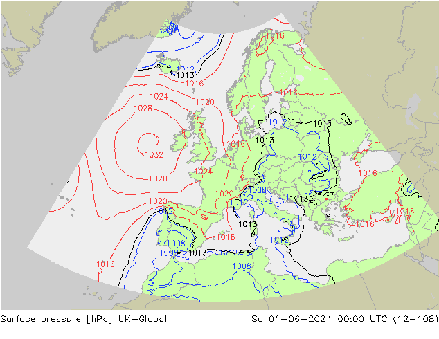 приземное давление UK-Global сб 01.06.2024 00 UTC