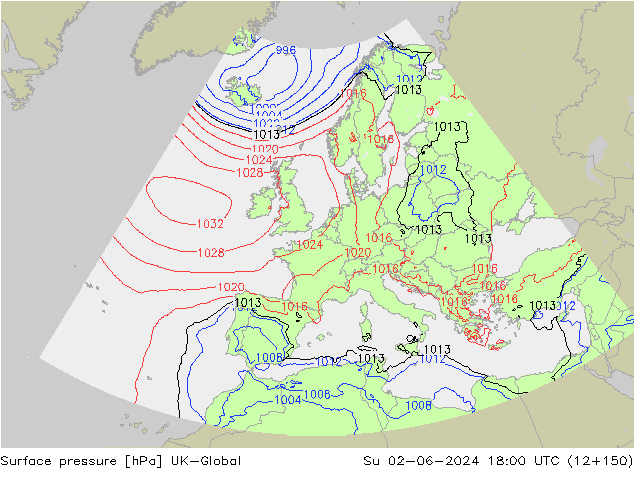 приземное давление UK-Global Вс 02.06.2024 18 UTC
