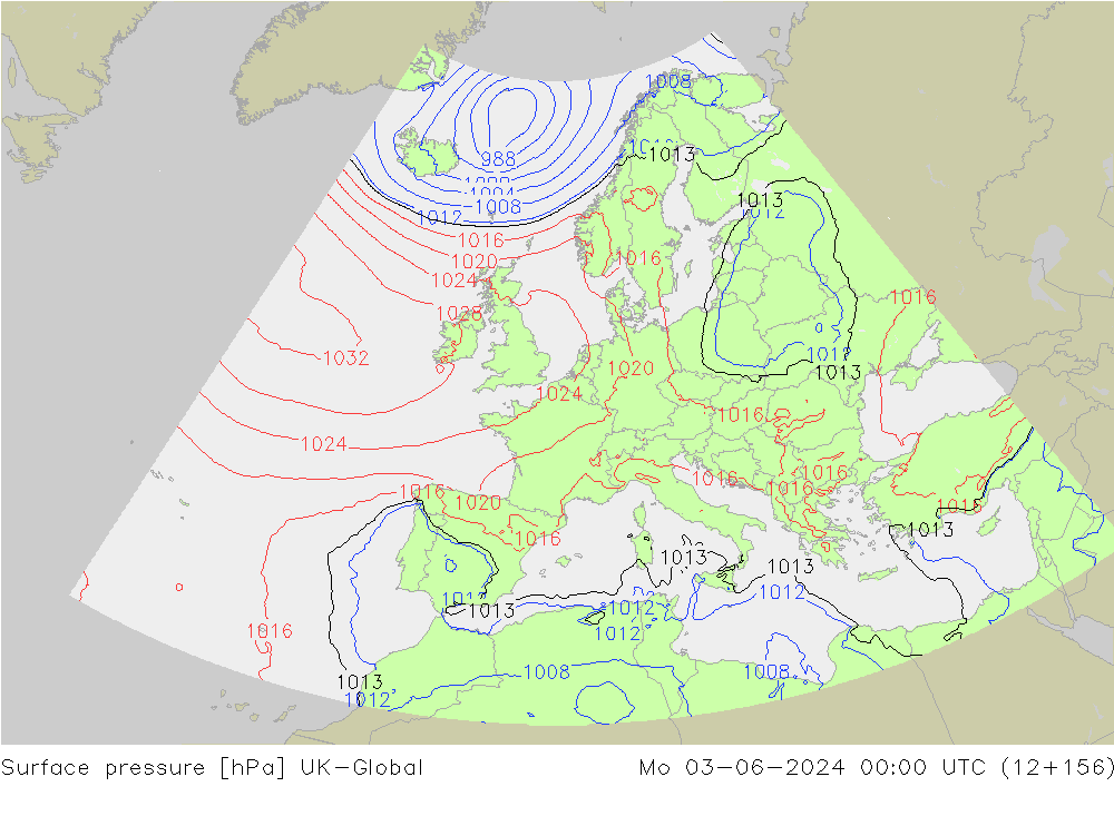Luchtdruk (Grond) UK-Global ma 03.06.2024 00 UTC