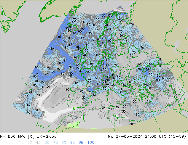 RH 850 hPa UK-Global Seg 27.05.2024 21 UTC