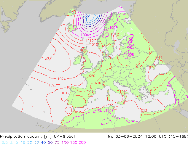 Precipitación acum. UK-Global lun 03.06.2024 12 UTC