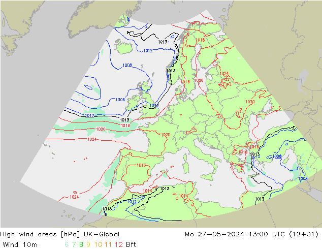 High wind areas UK-Global пн 27.05.2024 13 UTC