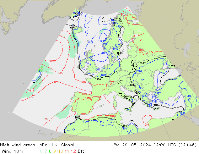 yüksek rüzgarlı alanlar UK-Global Çar 29.05.2024 12 UTC