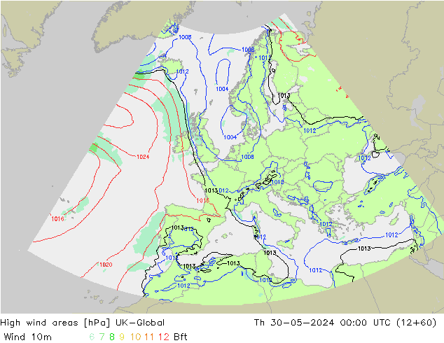 High wind areas UK-Global  30.05.2024 00 UTC
