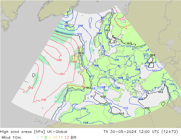 High wind areas UK-Global jeu 30.05.2024 12 UTC