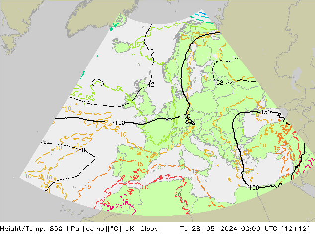 Height/Temp. 850 hPa UK-Global Tu 28.05.2024 00 UTC