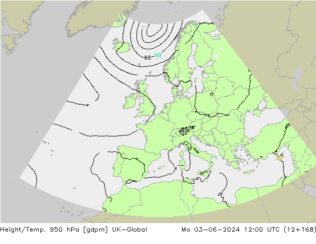 Géop./Temp. 950 hPa UK-Global lun 03.06.2024 12 UTC