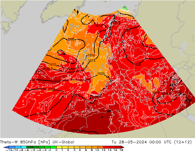 Theta-W 850hPa UK-Global  28.05.2024 00 UTC