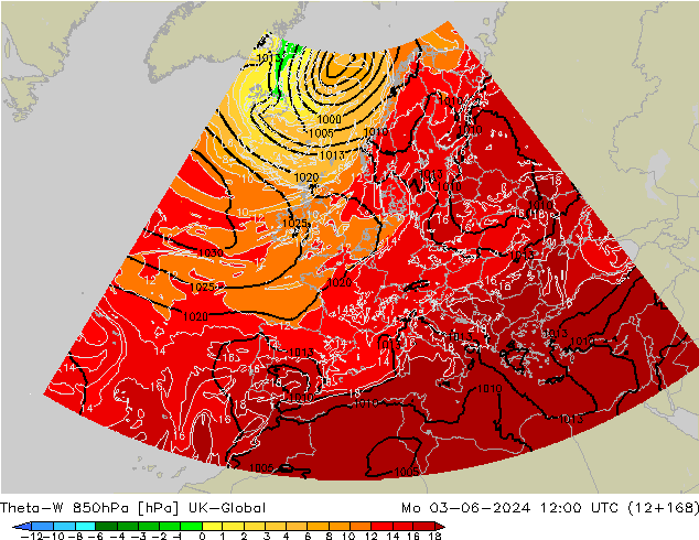 Theta-W 850hPa UK-Global Mo 03.06.2024 12 UTC