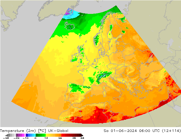 Temperature (2m) UK-Global Sa 01.06.2024 06 UTC