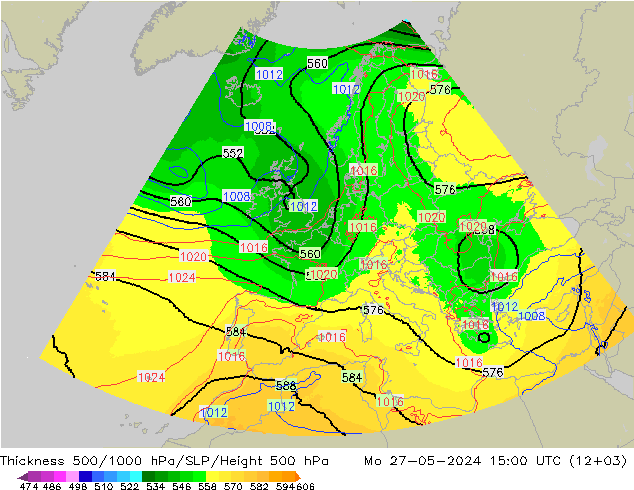 Thck 500-1000hPa UK-Global  27.05.2024 15 UTC