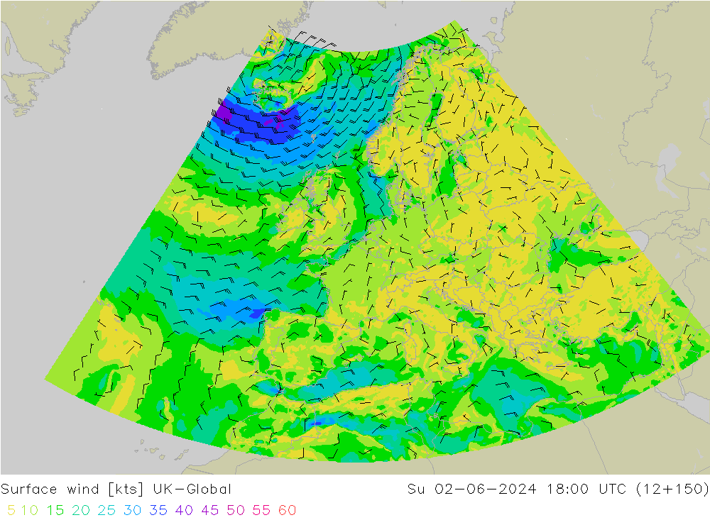 Surface wind UK-Global Su 02.06.2024 18 UTC