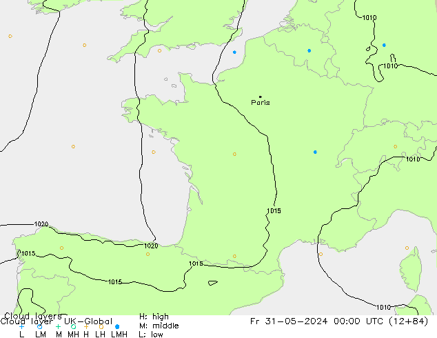 Cloud layer UK-Global ven 31.05.2024 00 UTC