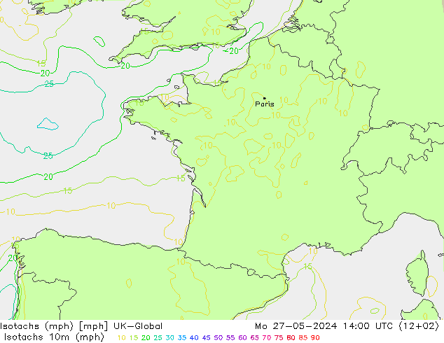 Isotachs (mph) UK-Global lun 27.05.2024 14 UTC