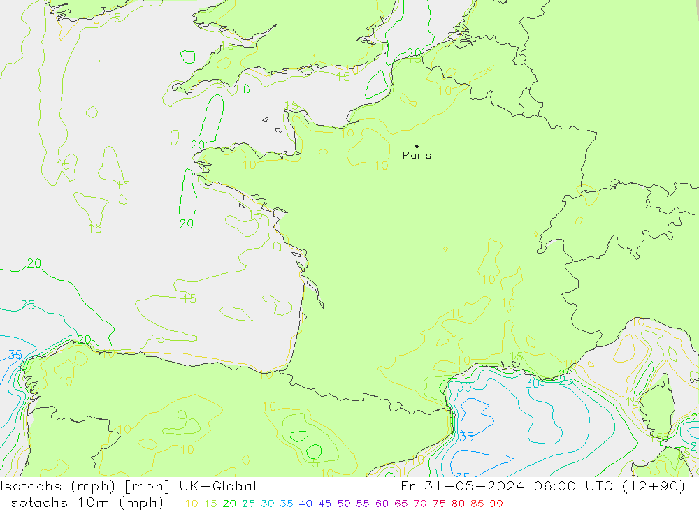 Isotachs (mph) UK-Global ven 31.05.2024 06 UTC