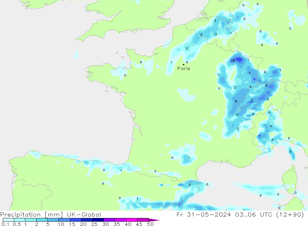 Precipitation UK-Global Fr 31.05.2024 06 UTC