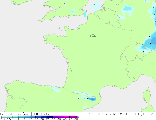 Srážky UK-Global Ne 02.06.2024 00 UTC