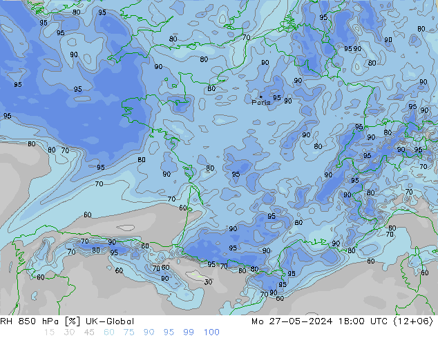 RH 850 hPa UK-Global Mo 27.05.2024 18 UTC