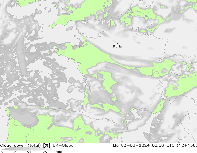 Bewolking (Totaal) UK-Global ma 03.06.2024 00 UTC
