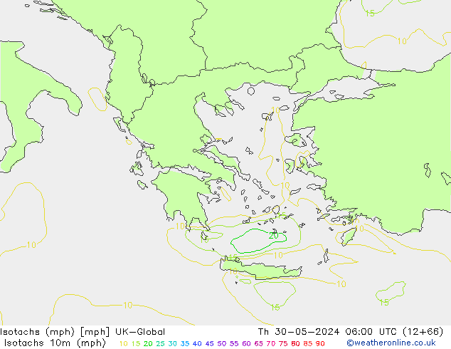 Isotachs (mph) UK-Global Th 30.05.2024 06 UTC