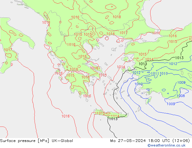 Surface pressure UK-Global Mo 27.05.2024 18 UTC