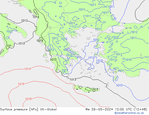 pression de l'air UK-Global mer 29.05.2024 12 UTC